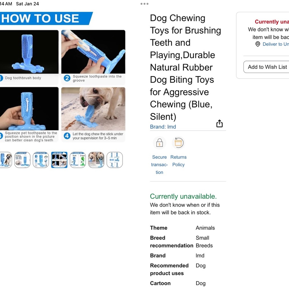 🩵 Blue Rubber Pet Delay Chew Toy - Picture 10 of 14